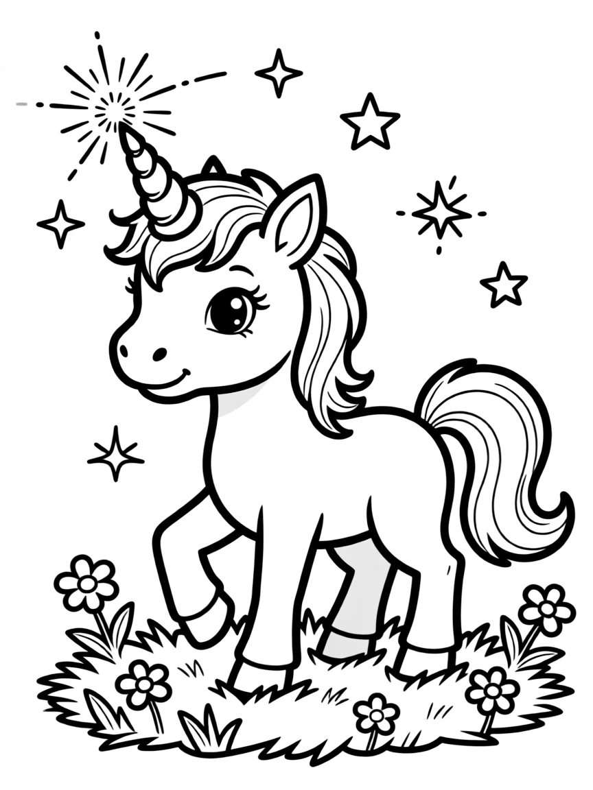 Baby unicorn learning to use its magic