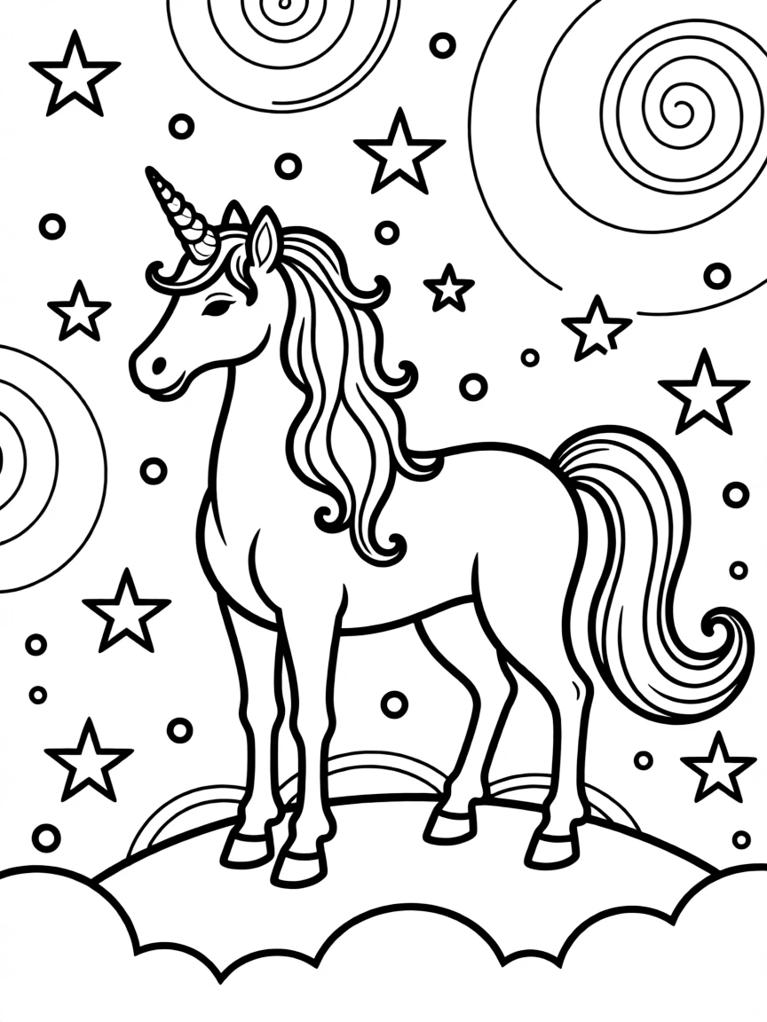 Unicorn in a starlit galaxy