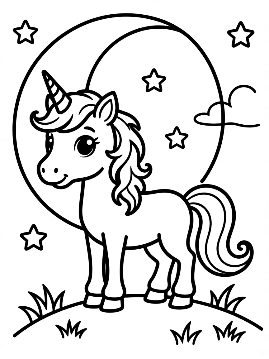 Unicorn and the moon