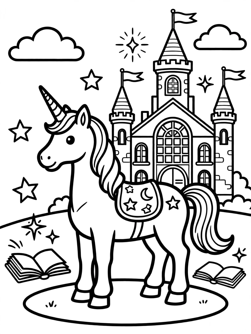 Unicorn attending a magical school