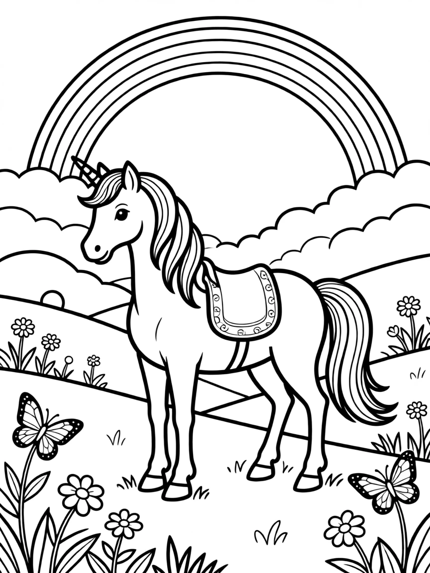 Unicorn in a rainbow valley