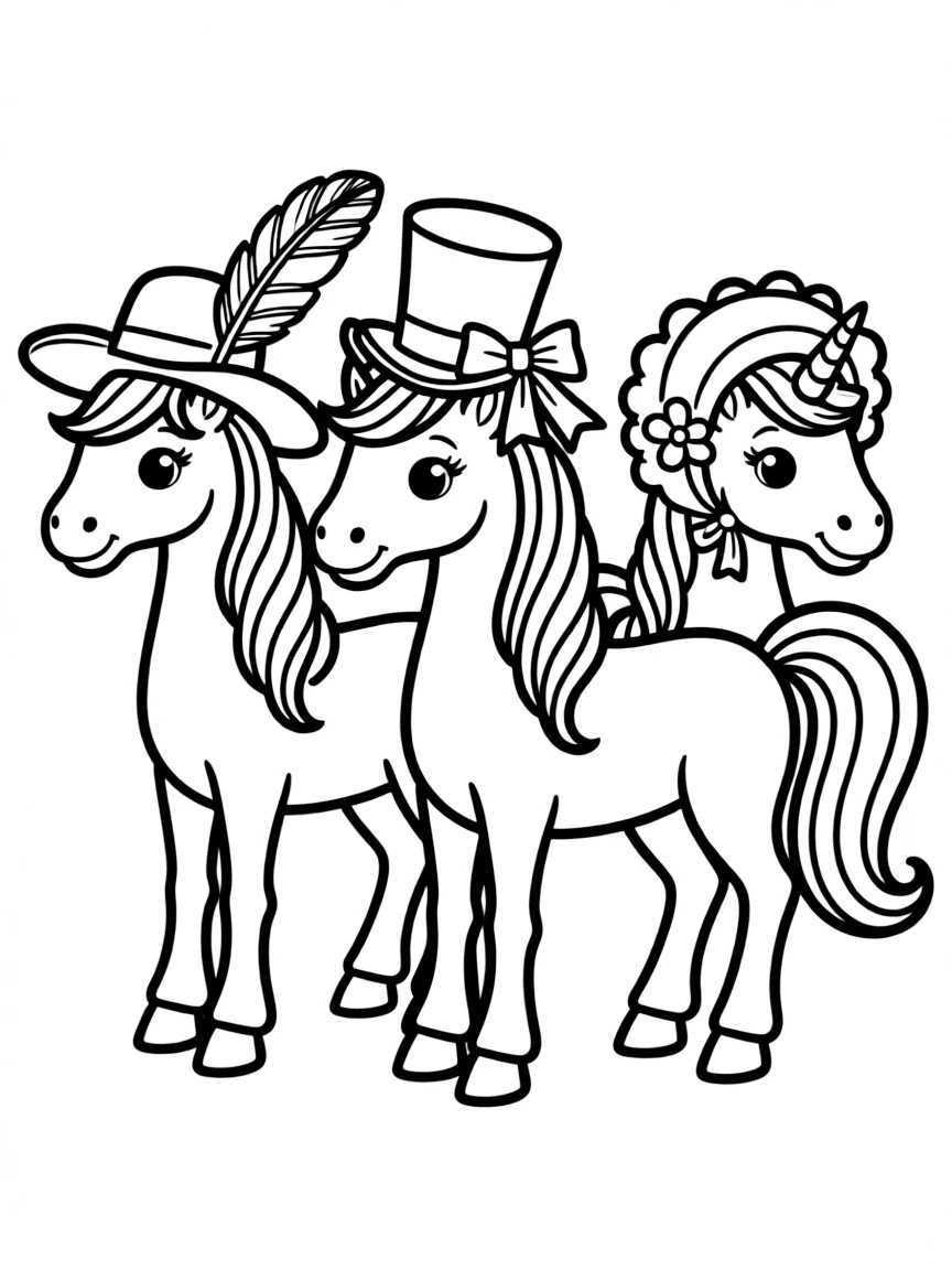 Unicorn wearing a fancy hat collection