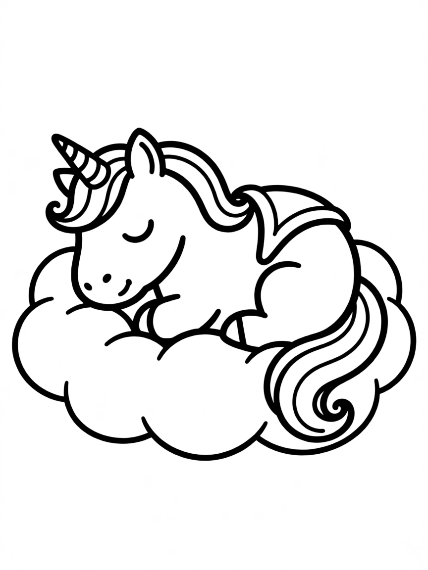 Unicorn sleeping on a cloud