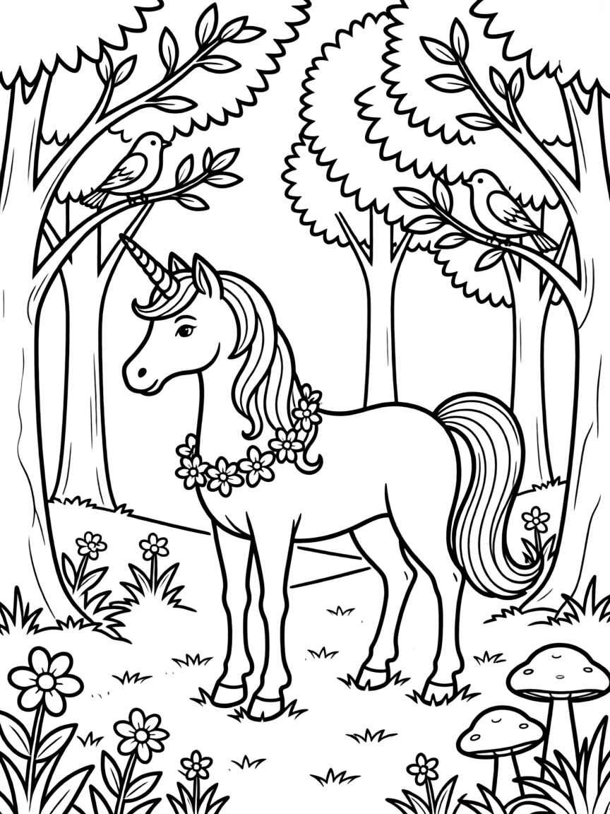 Unicorn as the guardian of a sacred grove