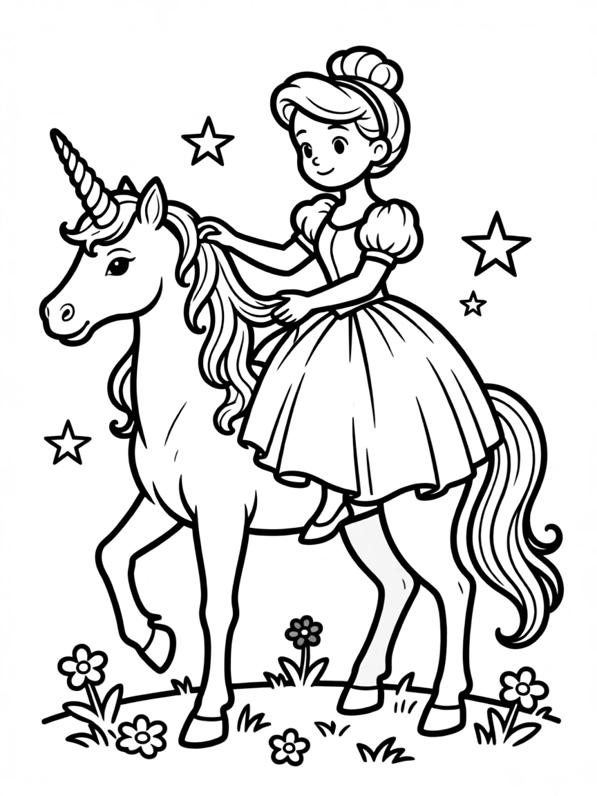 Unicorn helping Cinderella get to the ball