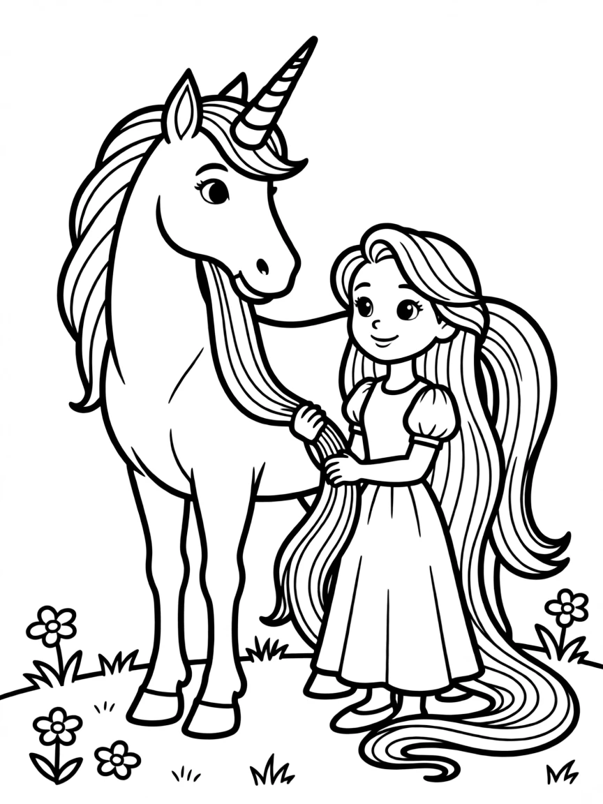 Unicorn helping Rapunzel