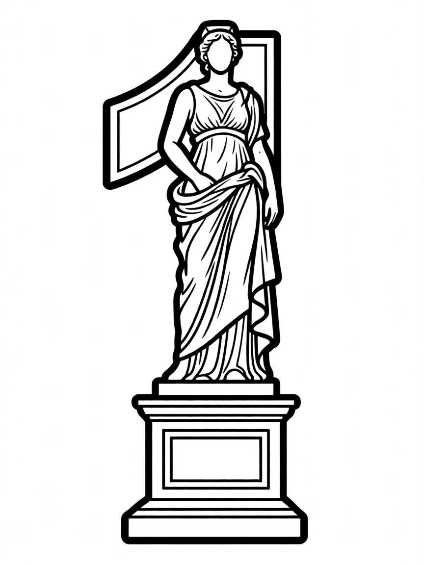 Number 1 designed as a statue on a pedestal in classical style