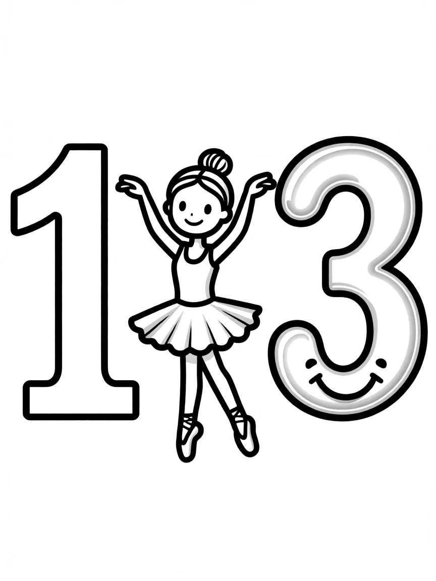 Number 2 shaped like a ballerina in second position