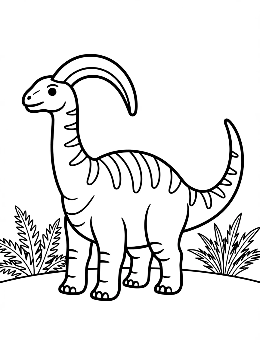 Parasaurolophus with its curved head crest