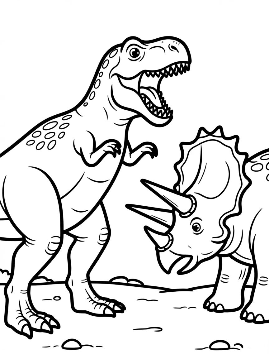 T-Rex and Triceratops facing off