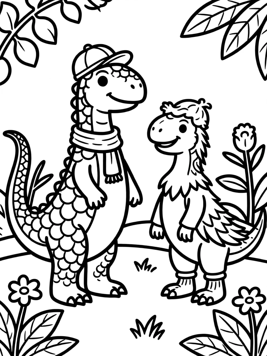 Different theories of dinosaur appearance (scales vs. feathers)