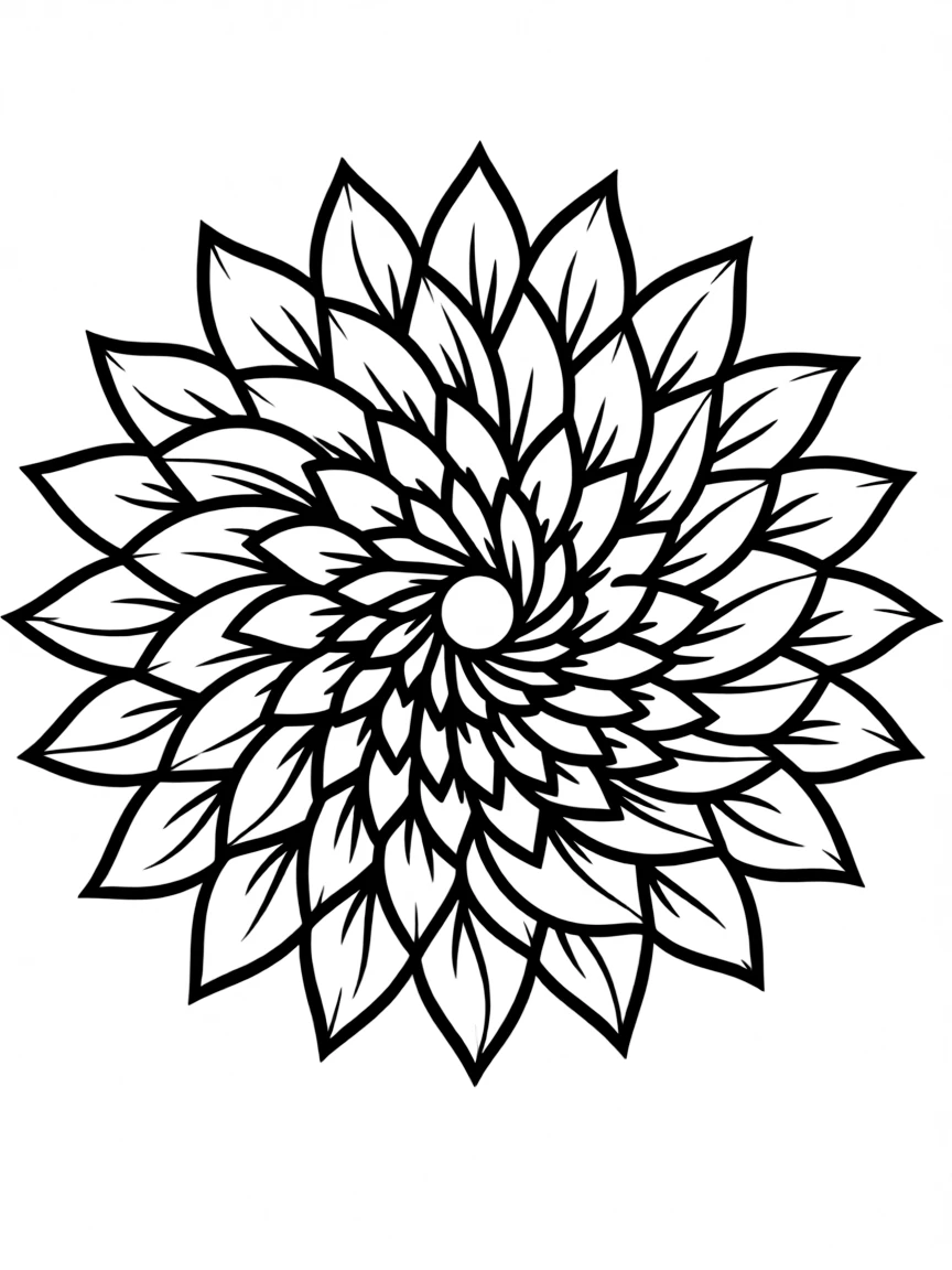 Geometric sunflower mandala with precise mathematical spiral patterns