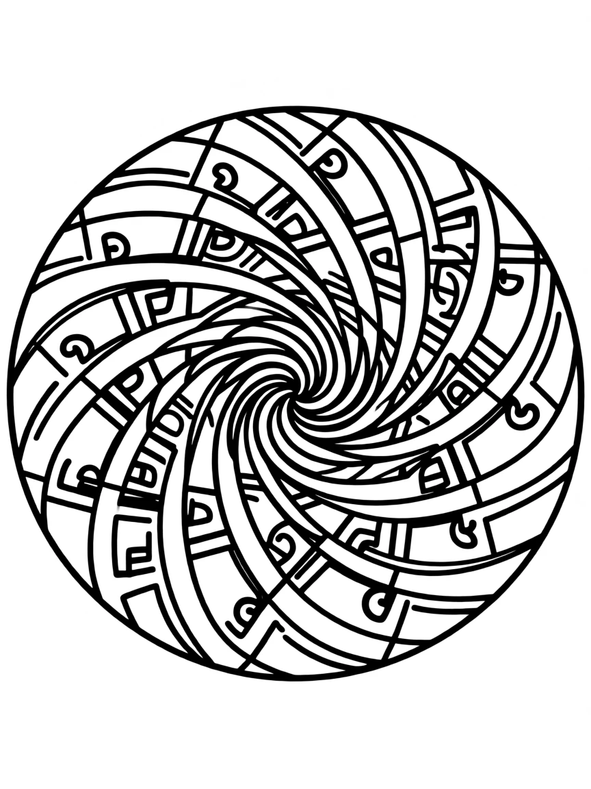 Fibonacci spiral mandala with precise mathematical proportions