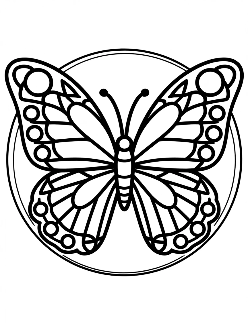 Geometric butterfly wing pattern mandala with bilateral symmetry