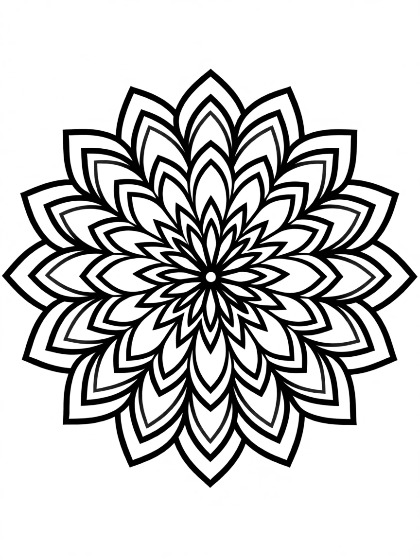 Lotus mandala with layered geometric petals in perfect symmetry