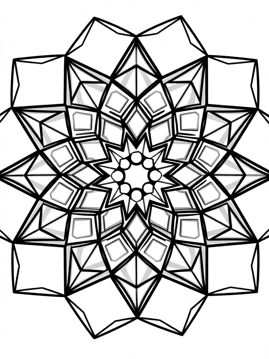 Ruby mandala with trigonal crystal system geometry