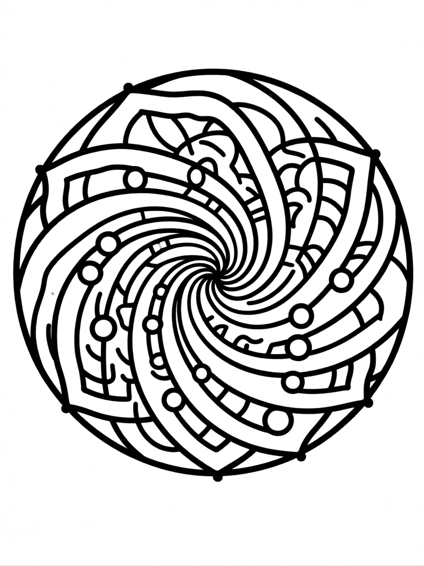 Logarithmic spiral mandala with perfect mathematical proportion