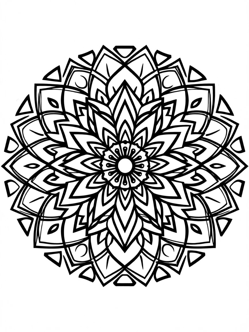 Monochromatic mandala with single hue value gradations