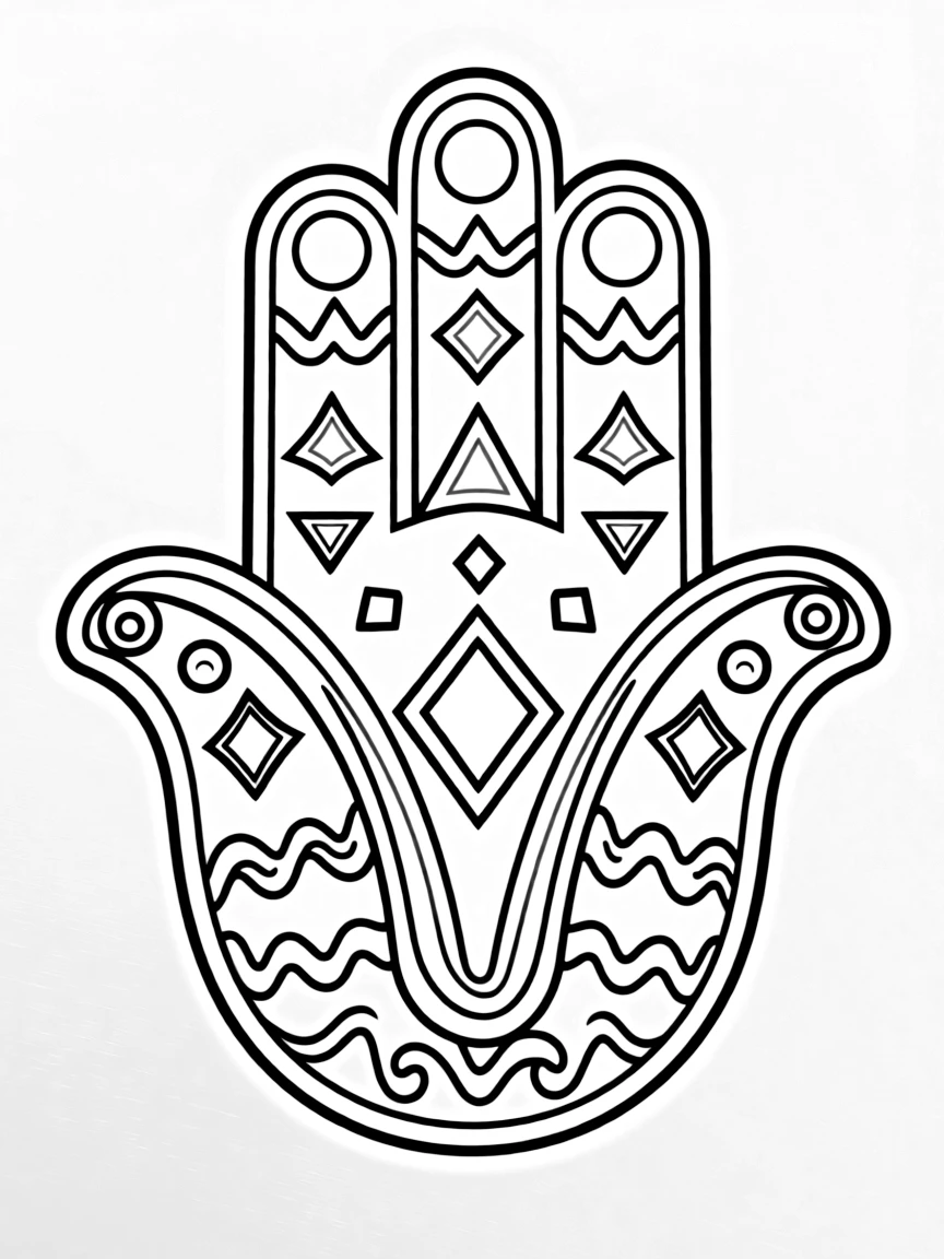 Hamsa hand mandala with geometric protective patterns