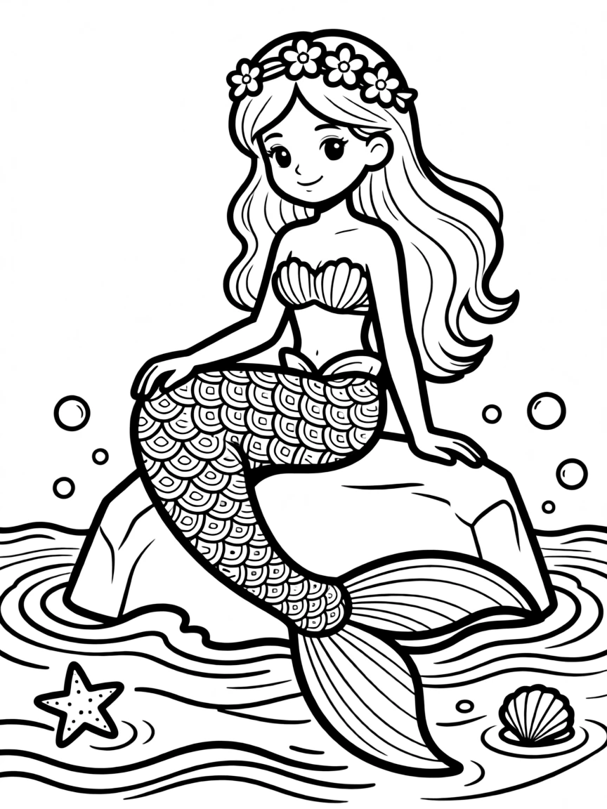 Mermaid tail mandala with scale geometric patterns