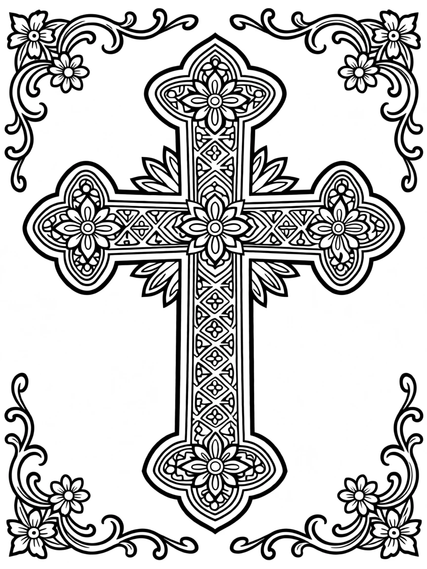 Byzantine-style cross with elaborate decorative elements