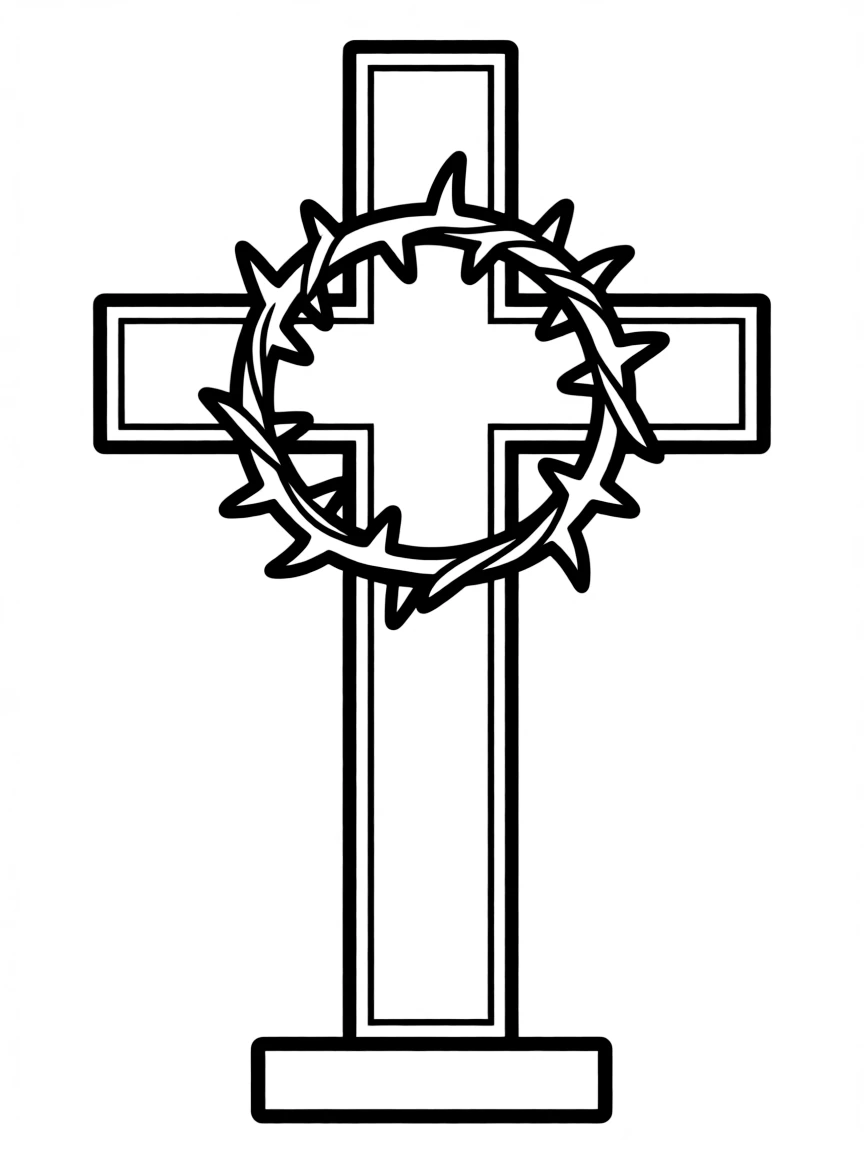 Cross with a crown of thorns wrapped around the center