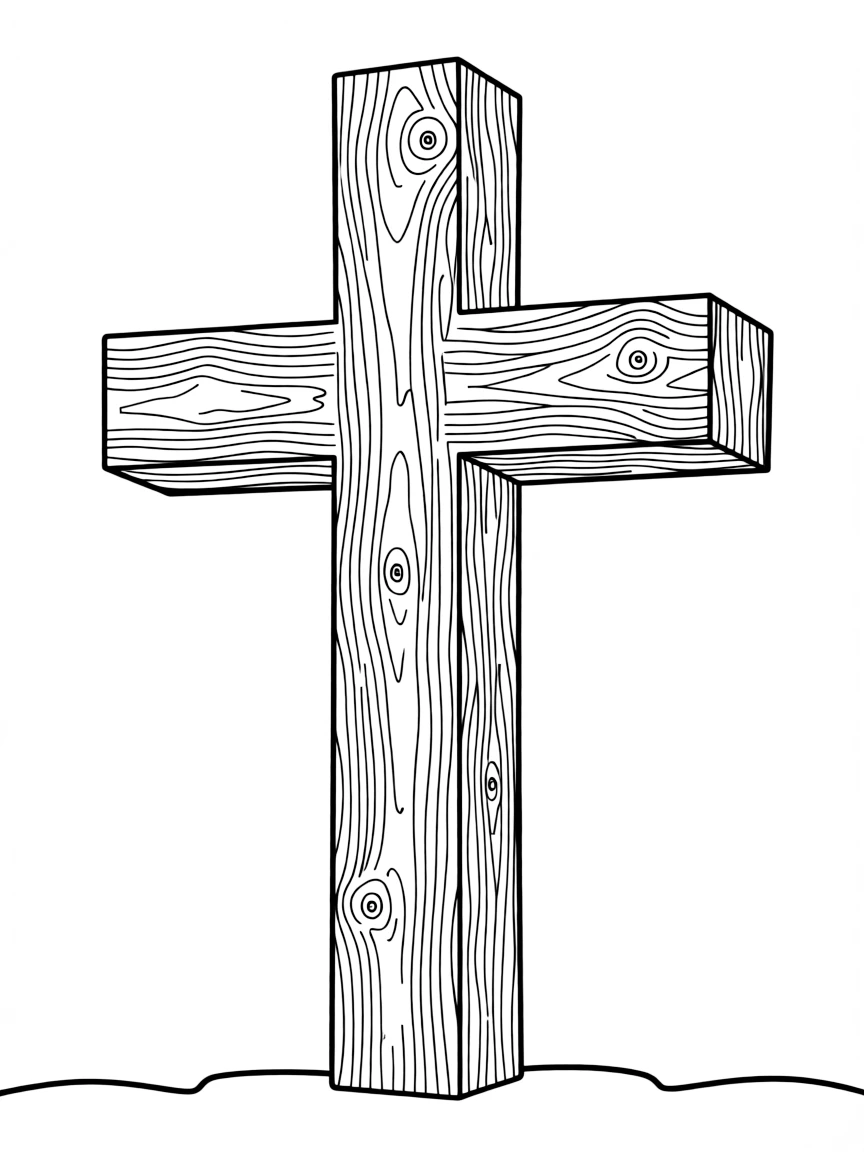 Rustic wooden cross with detailed wood grain texture