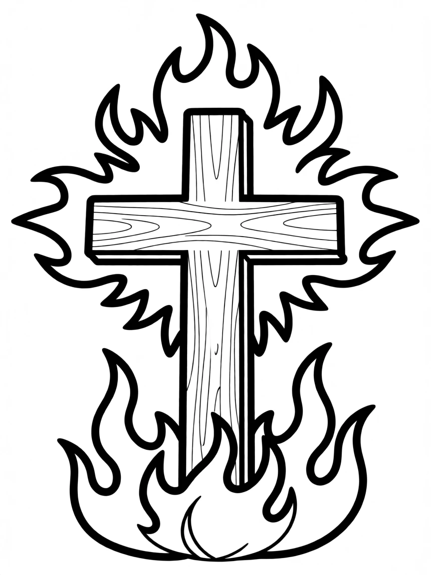 Cross with flames of Pentecost surrounding it