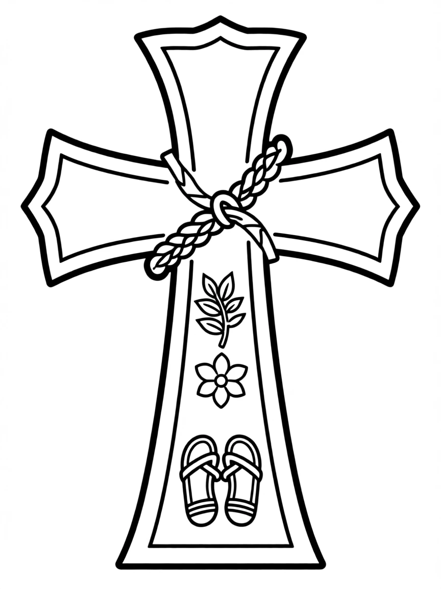 Tau cross with Franciscan symbols integrated