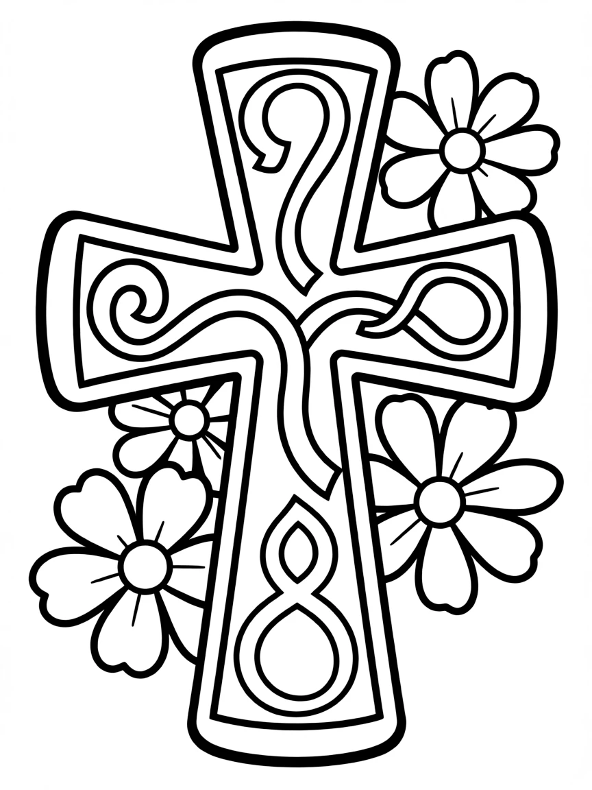 Cross with alpha and omega symbols elegantly incorporated