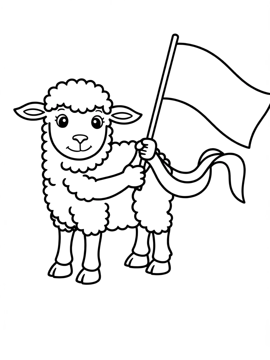 Lamb of God with banner and detailed wool texture