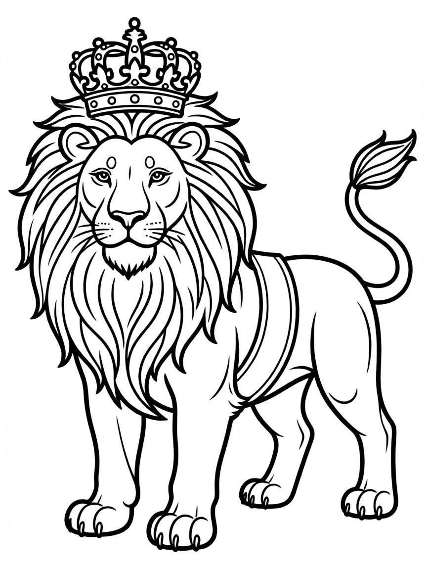 Lion of Judah with flowing mane and crown details