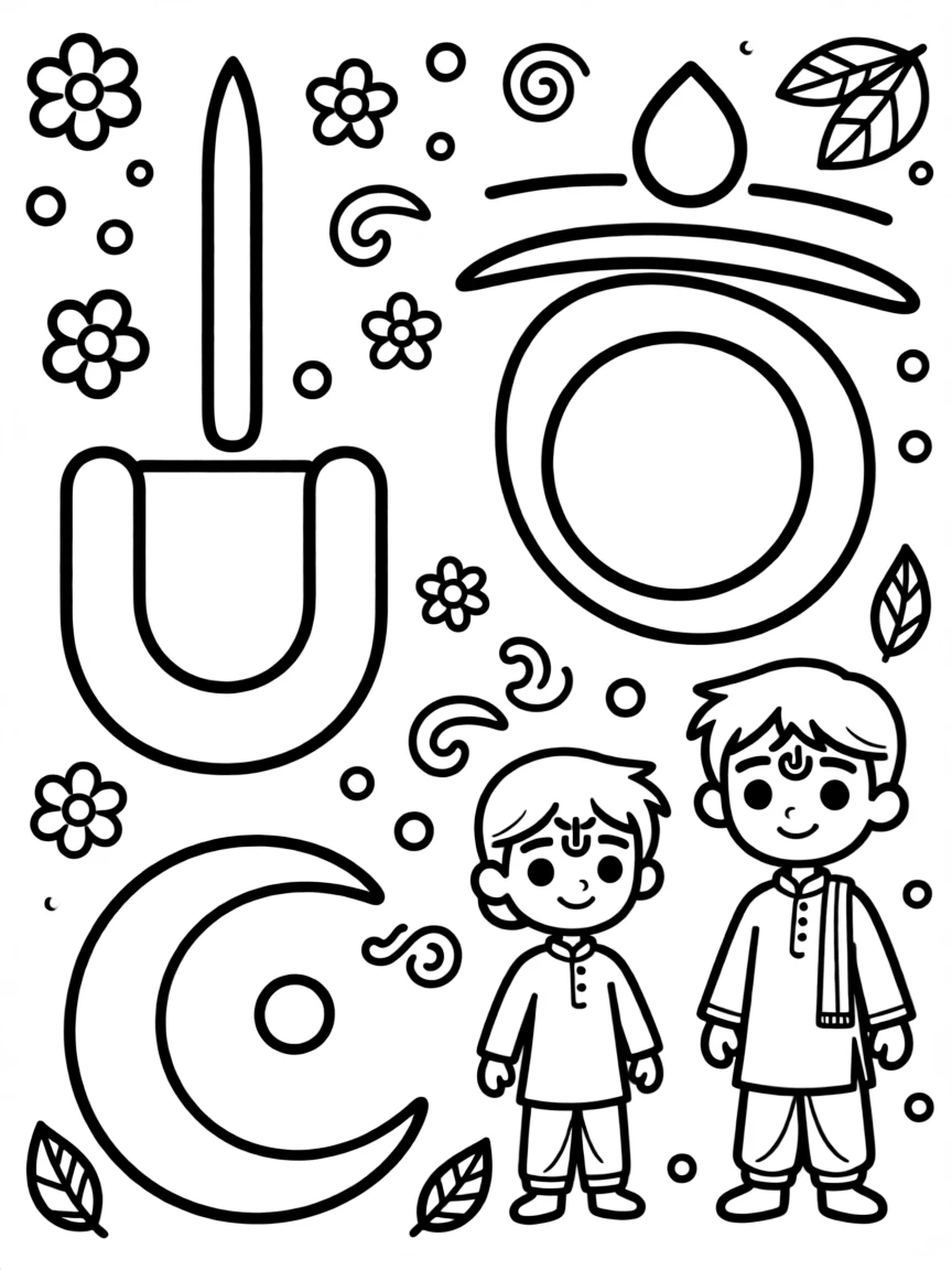 Tilak symbols in various forms with decorative elements
