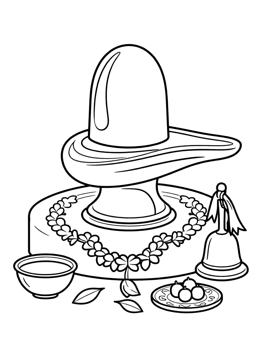 Shivalinga with yoni base and detailed ritual elements
