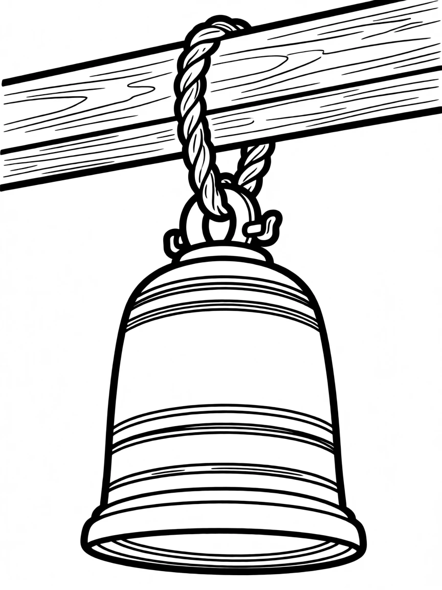 Temple bells with detailed rope and hanging mechanism