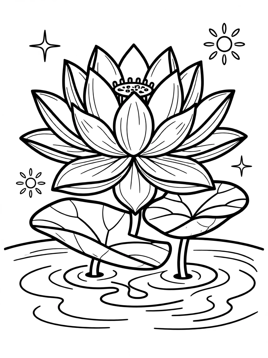 Lotus flower emerging from muddy water with detailed petals and symbolism