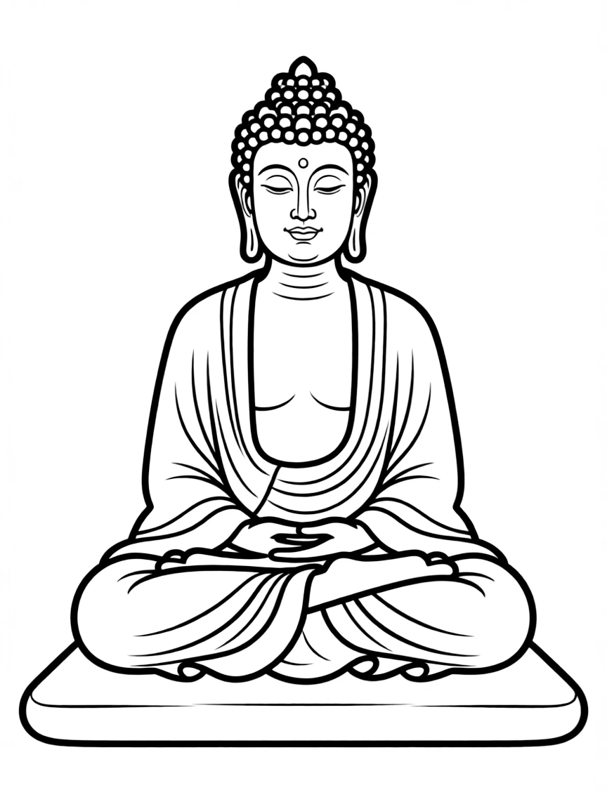 Seated Buddha in meditation pose with detailed robe folds and ushnisha topknot