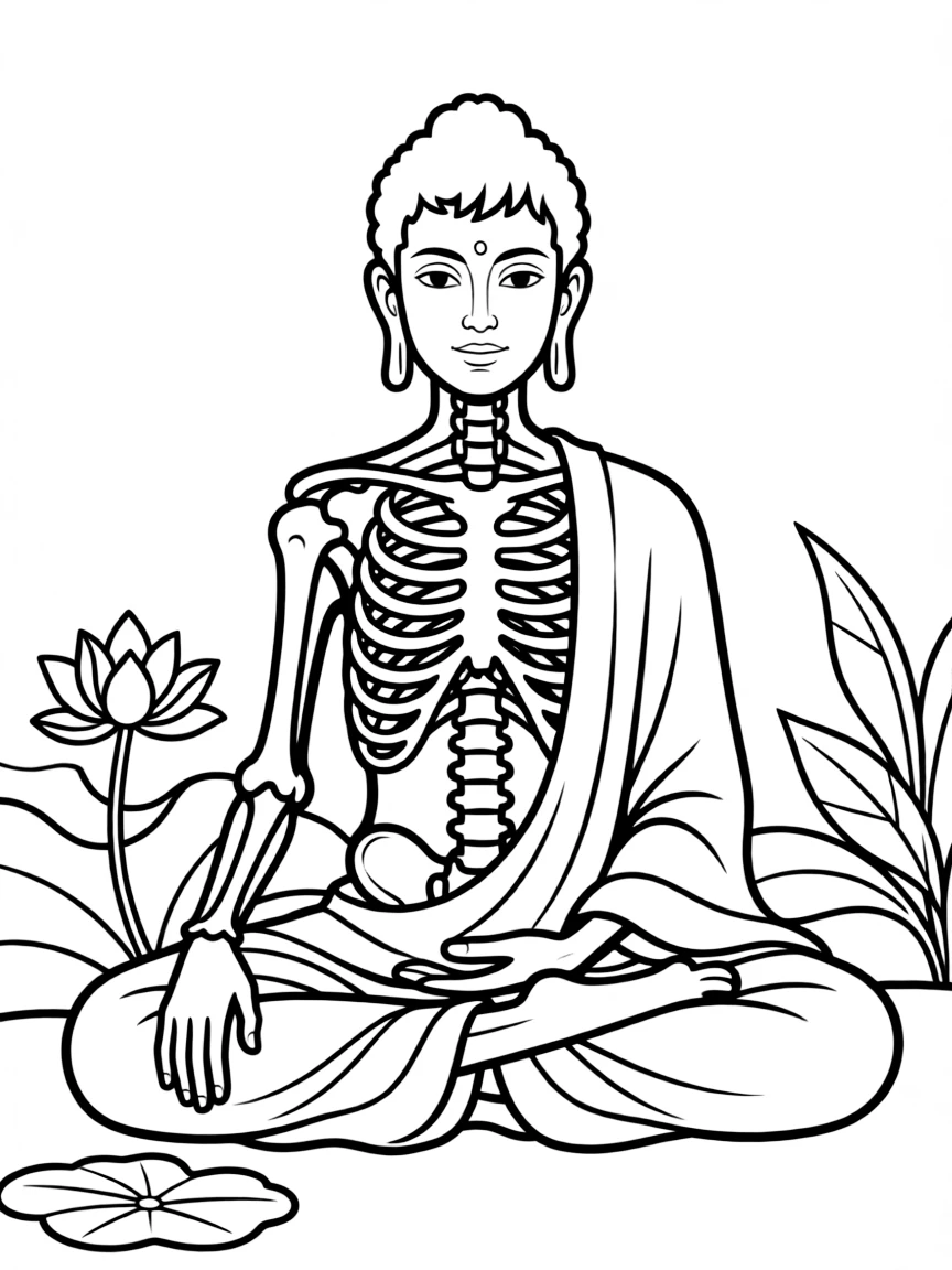 Fasting Buddha showing ascetic period with detailed ribcage and determination
