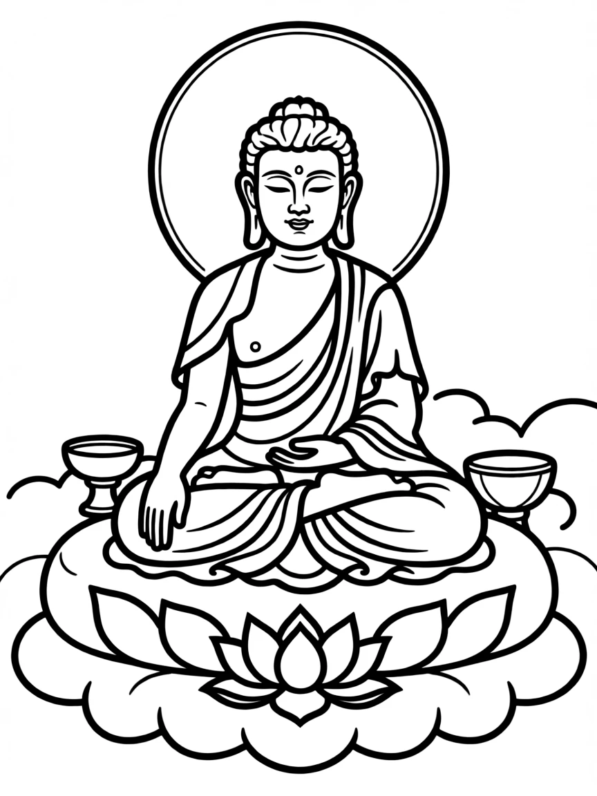 Future Buddha (Maitreya) with detailed symbolic attributes