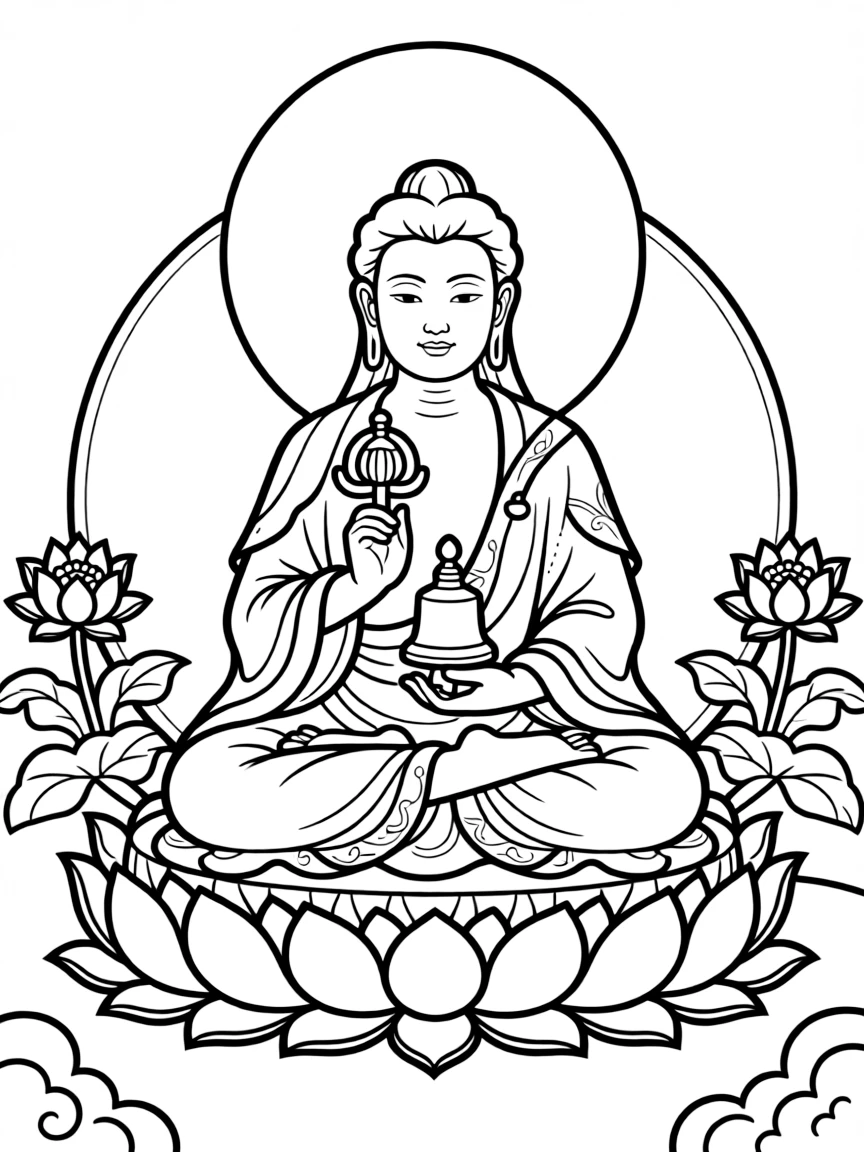 Vajrasattva with bell and dorje in purification posture