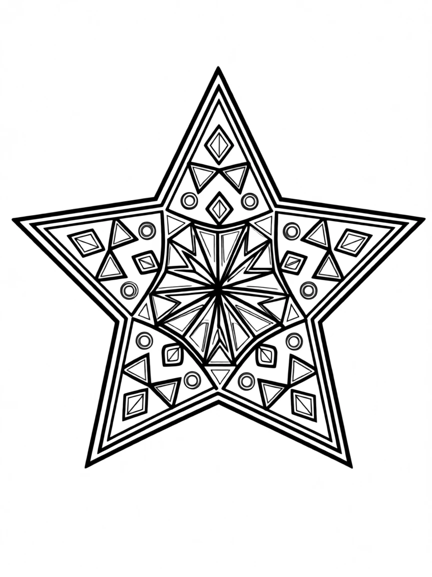 Eight-pointed star pattern with detailed internal geometry