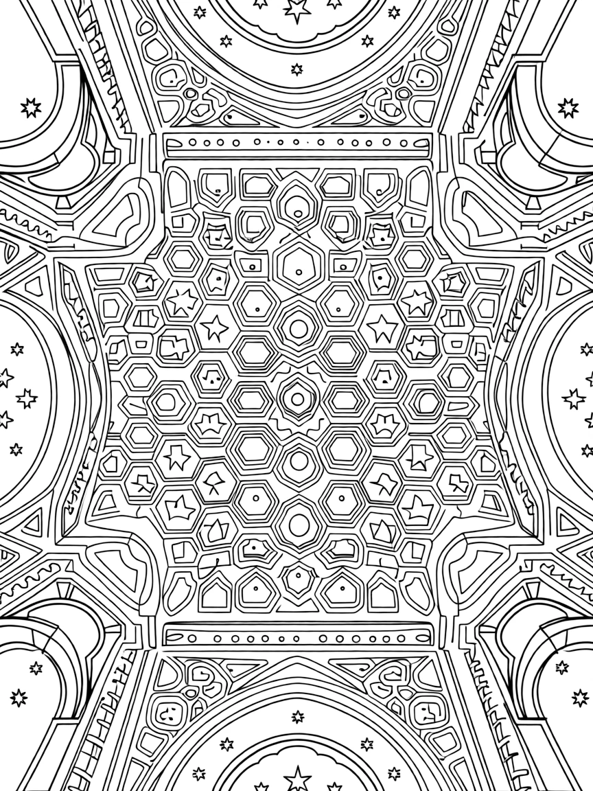 Andalusian ceiling pattern with detailed muqarnas elements