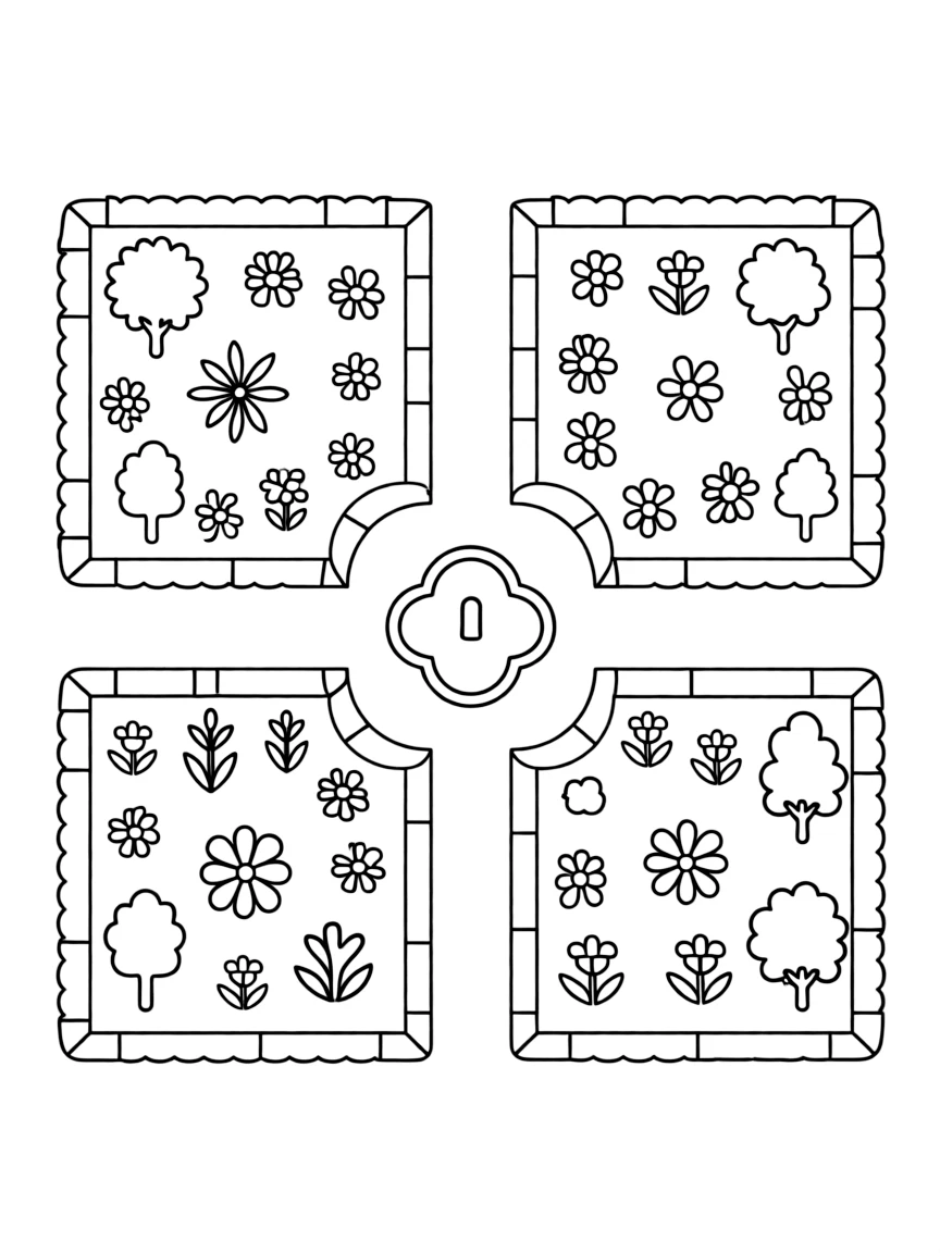Geometric garden layout based on chahar bagh (four gardens) principle