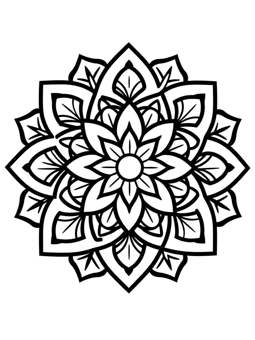 Complex geometric rosette with color-coded overlapping elements
