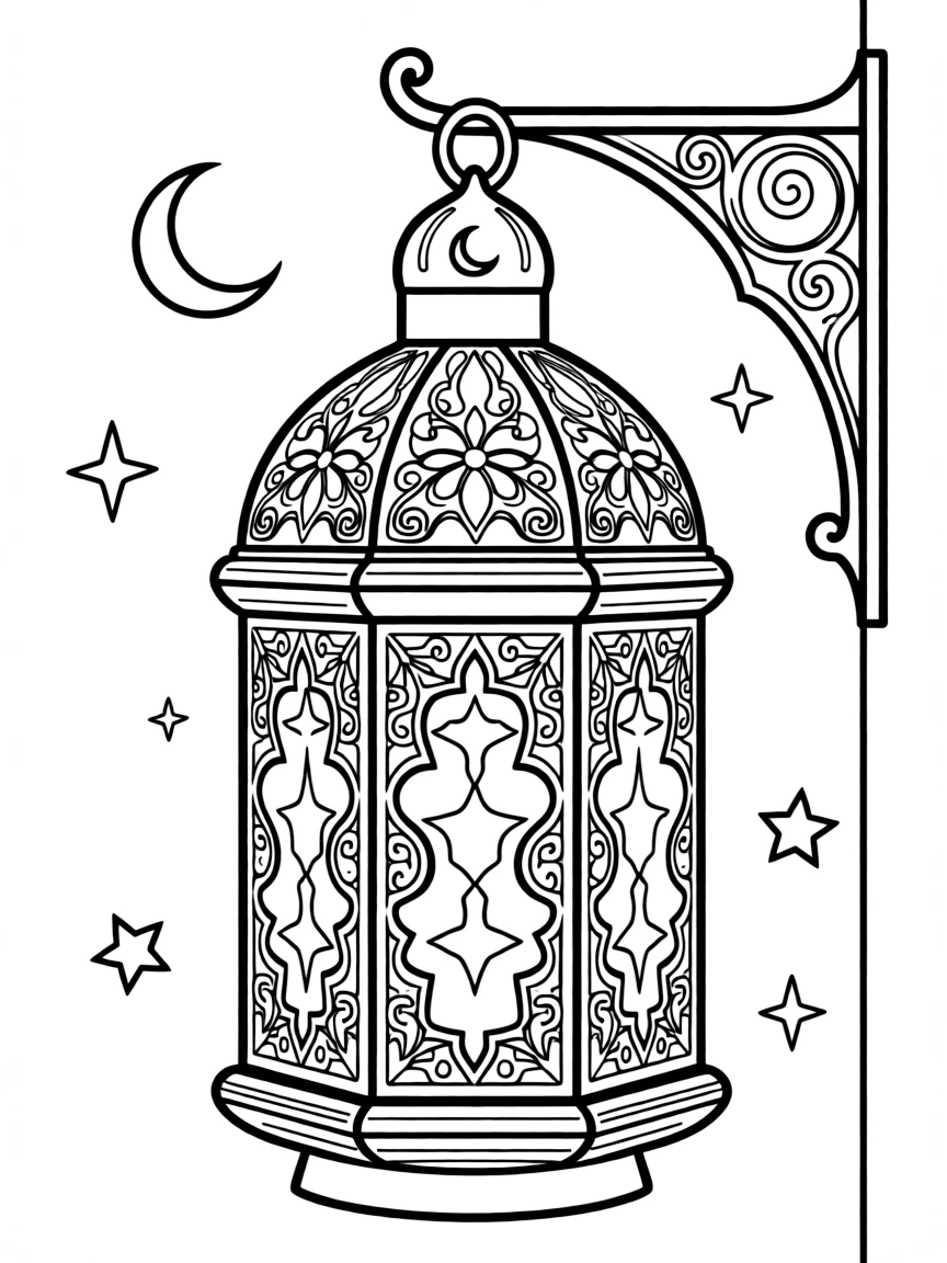 Ramadan lantern (fanoos) with detailed filigree patterns