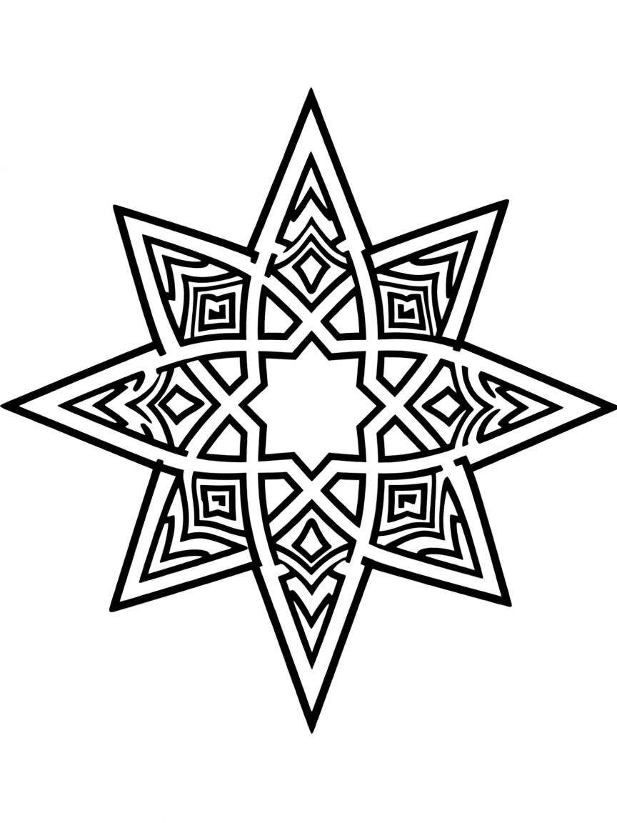 Rub el Hizb (Islamic star) with detailed eight-pointed geometry