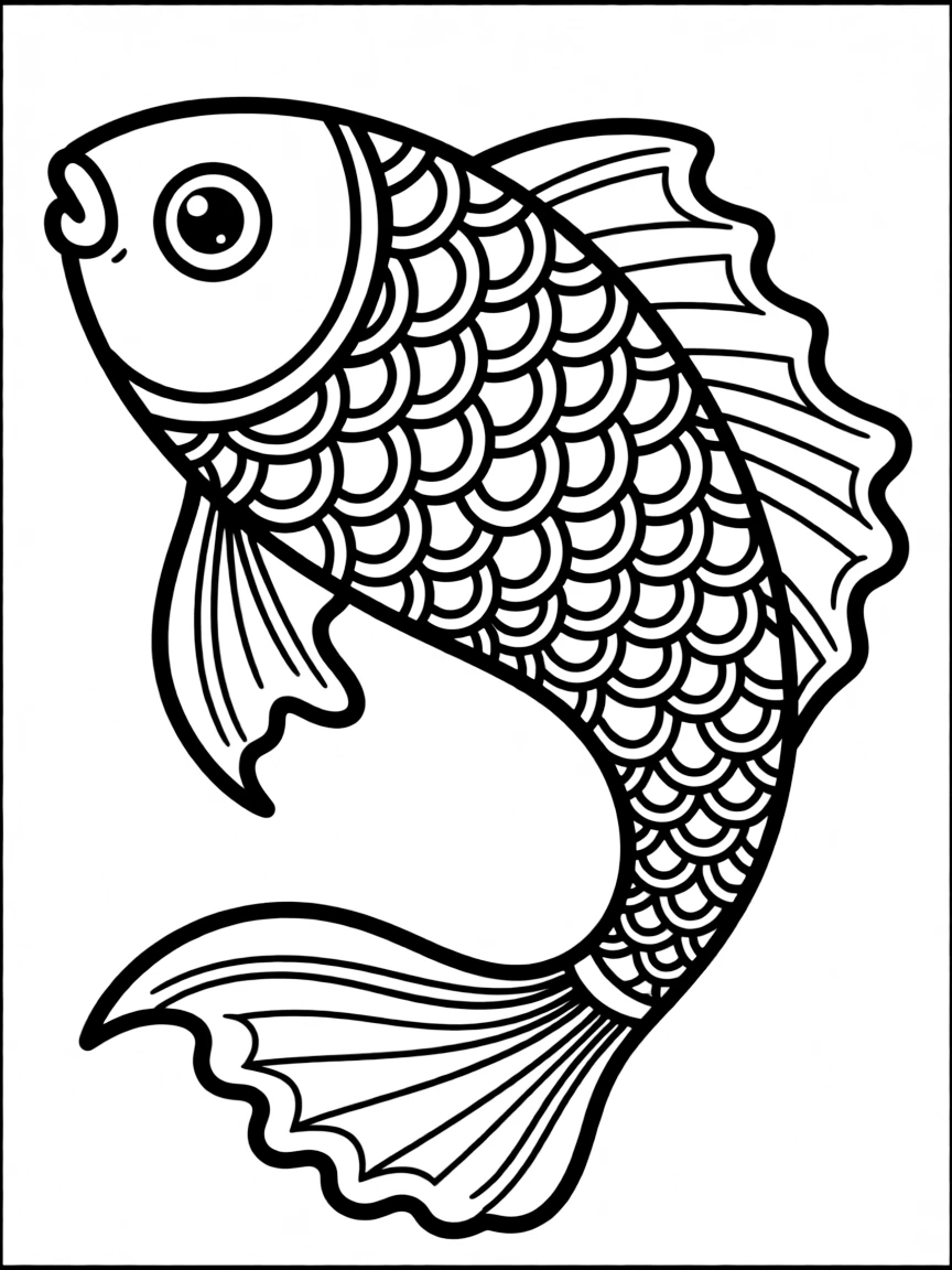 Fish motif in Islamic art with detailed scale patterns and flowing lines