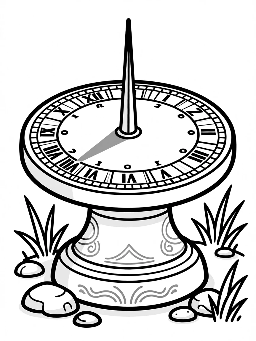 Prayer time sundial with detailed hour markings and gnomon