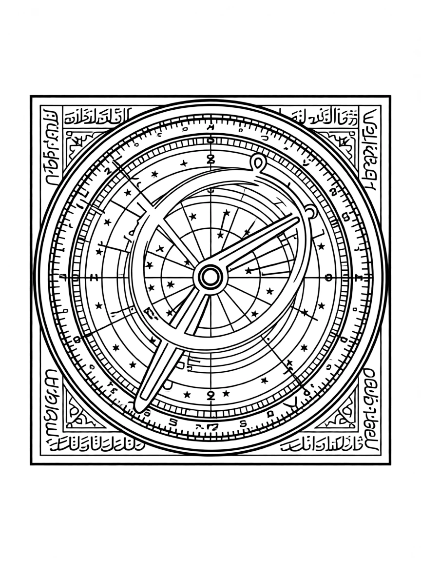 Islamic astrolabe with detailed celestial mapping and inscription