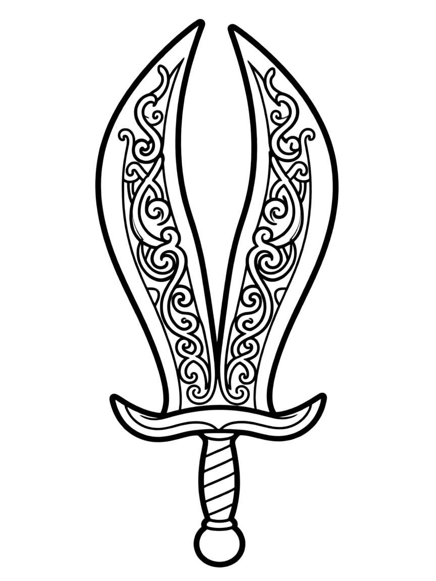 Zulfiqar (double-bladed sword) with detailed calligraphic integration